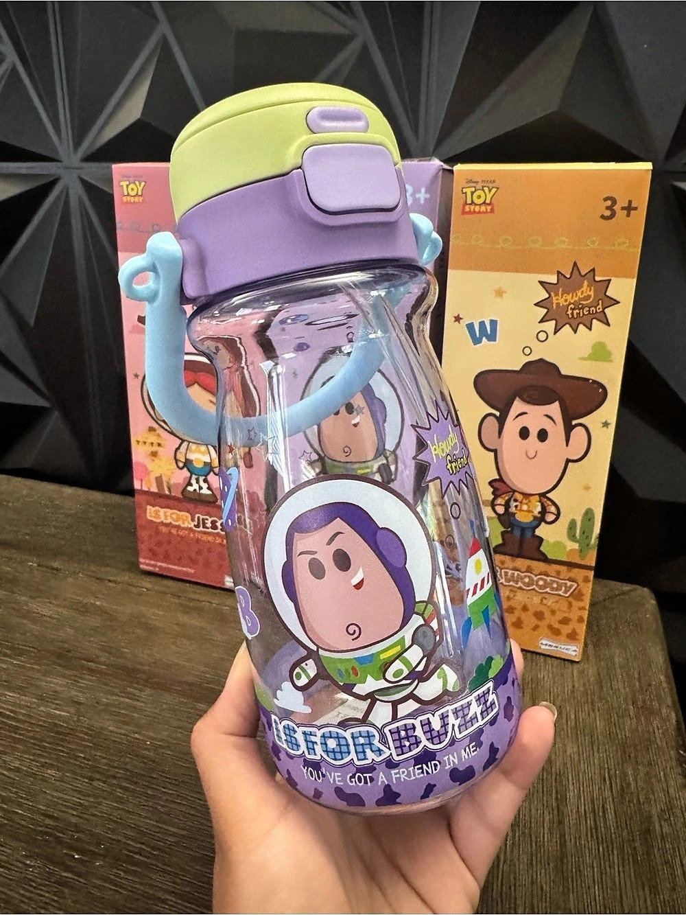 Disney Pixar Toy Story Buzz Lightyear Water Bottle Kids Purple & Green